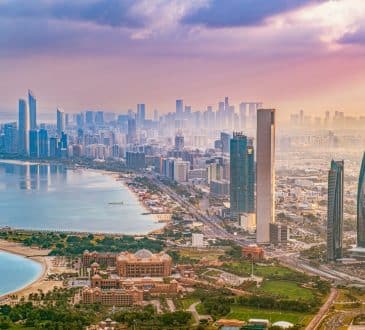 Abu Dhabi, United Arab Emirates. Aerial photo of Abu Dhabi cityscape, panorama